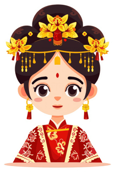 A stylized illustration of a young woman in traditional Chinese attire. png
