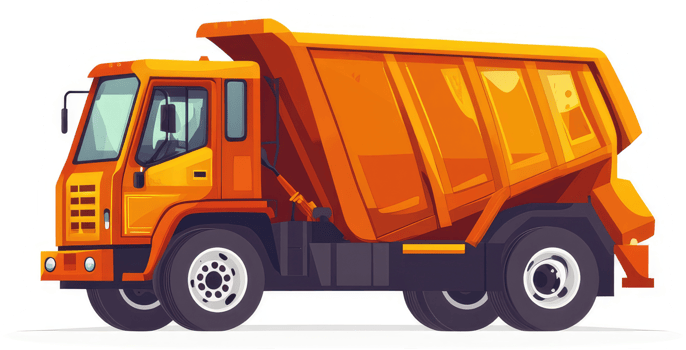 A vibrant orange tipper truck, ready for transportation. png