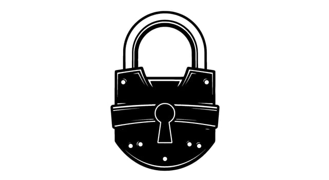 Vintage Padlock Icon Black and White vector