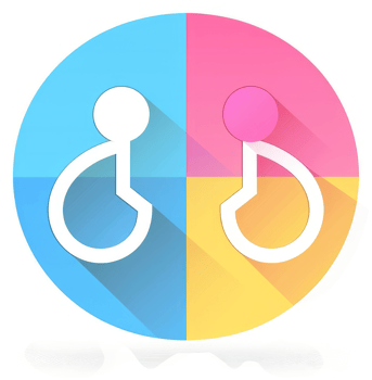 A colorful, abstract logo design featuring interconnected shapes. png