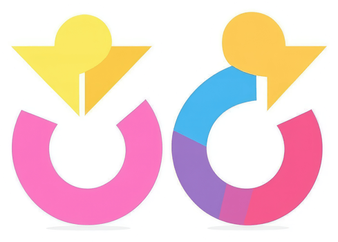 Colorful circular graphic design with overlapping segments. png