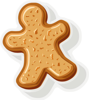 A delicious, spiced gingerbread man cookie illustration. png