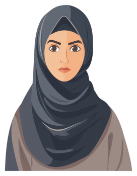 A woman wearing a modest hijab, expressing calm and dignity. png