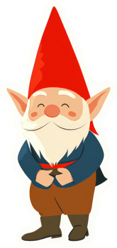 A cheerful gnome wearing a red cap, with a happy expression. png