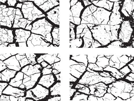 four different black and white cracks on a white background vector