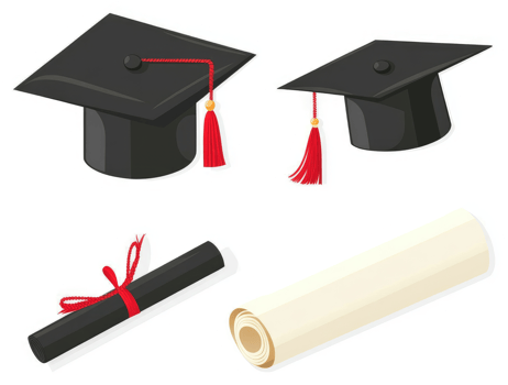 Graduation ceremony symbols of academic achievement. png