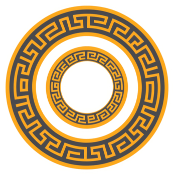 Concentric greek key pattern design on a white background. png