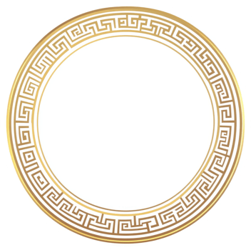 Gold greek key circular decorative border design png