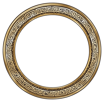 Ornate gold greek key circular frame png