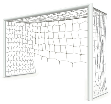 A white soccer goal with a net. png