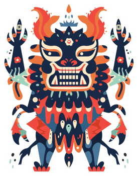 A vibrant, stylized depiction of a mythical creature. png