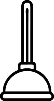 A simple line drawing of a plunger with a black outline and a white background in a minimalist style vector