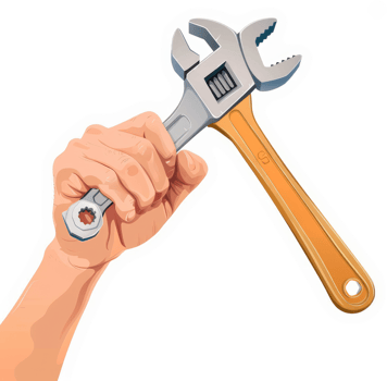 A hand gripping a adjustable wrench, symbolizing maintenance and repair. png
