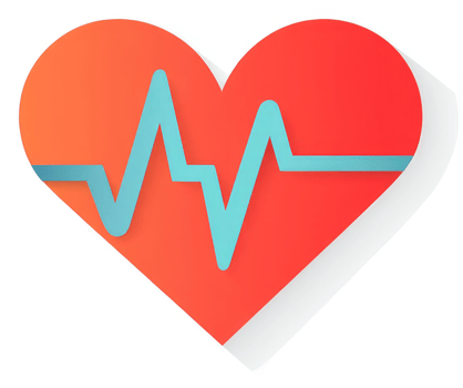 A vibrant heart graphic representing healthy heartbeat rhythms. png