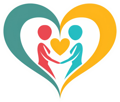 A heart-shaped logo symbolizing unity and love between two people. png