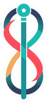 A stylized infinity symbol incorporating multiple colors and overlapping shapes. png