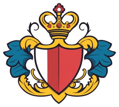 An ornate heraldic shield with a crown, symbolizing nobility and authority. png