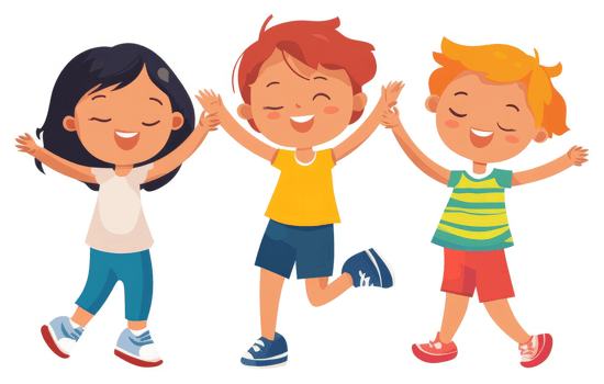 Three children joyfully playing together. png