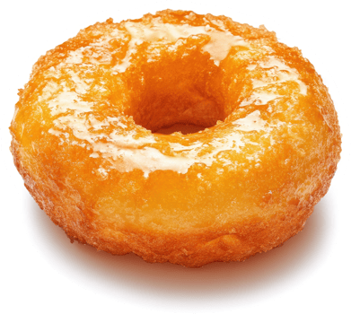 A golden, glazed donut, glistening with sweet icing. png