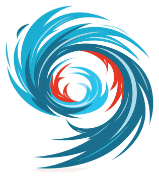 A dynamic swirl of blue and red abstract water currents. png