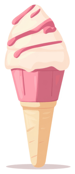 A delightful pink and white ice cream cone. png