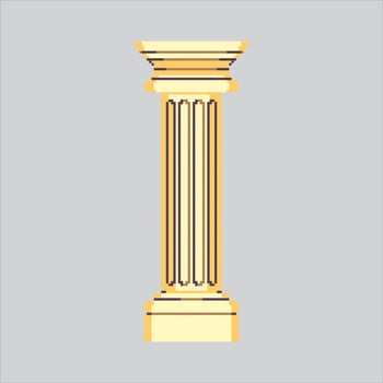 Pixel art illustration Greek Pillar. Pixelated Roman Pole. vector