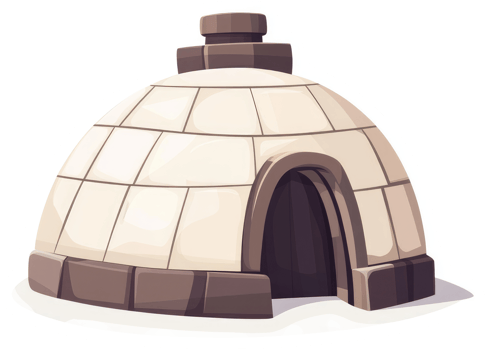 A charming illustration of an igloo in the arctic. png