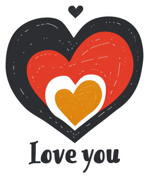 A graphic design of layered hearts, expressing love. png