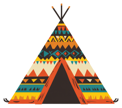 A vibrantly patterned teepee, showcasing indigenous design elements. png
