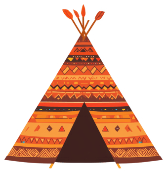 A colorful, decorated teepee with intricate patterns. png
