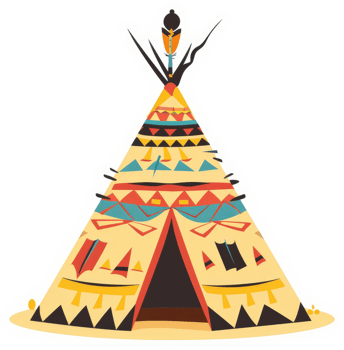 A colorful illustration of a traditional Native American teepee. png