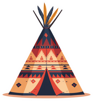 Colorful illustration of a traditional teepee. png