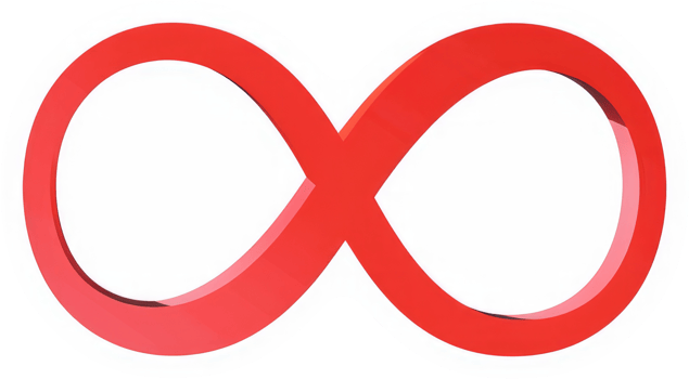 A vibrant red infinity symbol on a white background. png