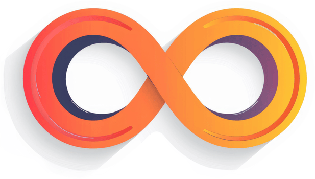 An abstract infinity symbol design with gradient colors. png