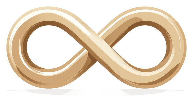 A stylized representation of the infinity symbol in a light beige color. png