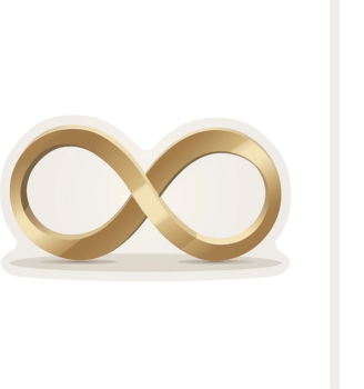 A golden infinity symbol on a light beige background. png