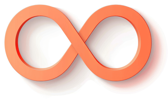 A vibrant, coral-colored infinity symbol against a white background. png