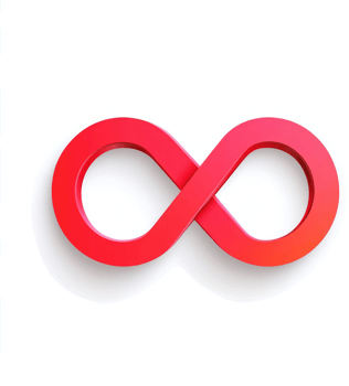A vibrant red infinity symbol, highlighting endless possibilities. png