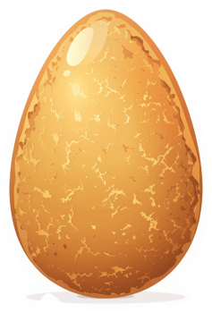A detailed illustration of a golden, textured egg. png