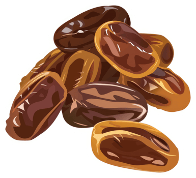 A cluster of plump, dried dates, showcasing rich textures and colors. png