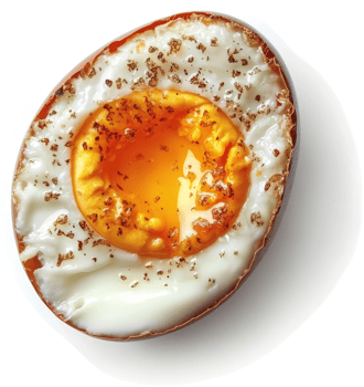 A halved hard-boiled egg with a seasoned yolk. png