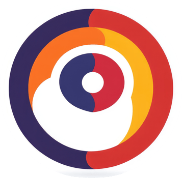 A vibrant circular graphic design with concentric colored rings. png