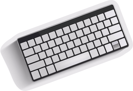 A top-down view of a modern, light gray computer keyboard. png