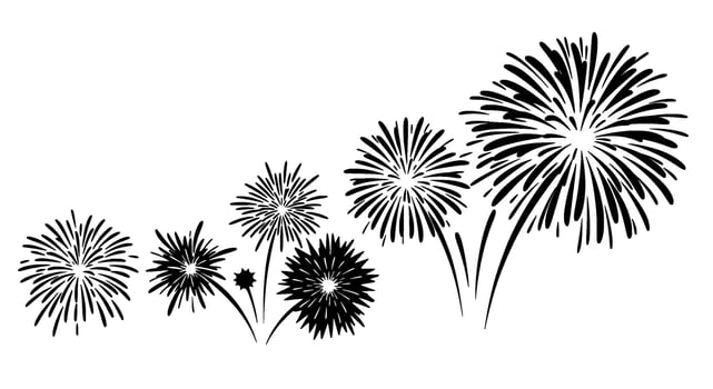 Black Fireworks Burst Celebration Design vector