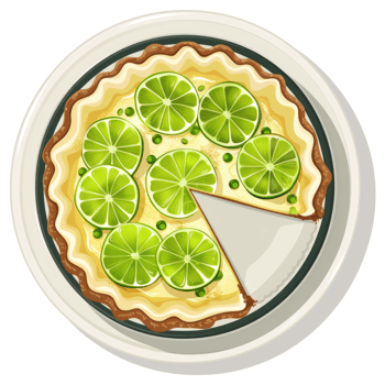 A delectable lime pie with a slice taken out, garnished with fresh lime slices. png