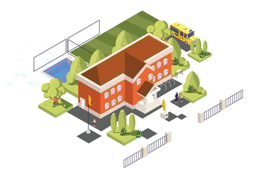school isometric design vector