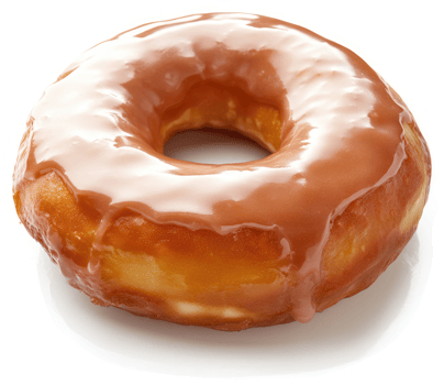 A glazed donut with a smooth, caramel-colored icing. png