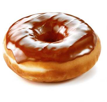 A glazed chocolate donut, glistening with rich brown icing. png