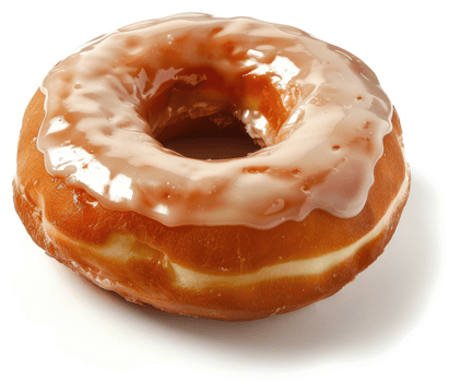 A glazed donut, glistening with sweet frosting. png