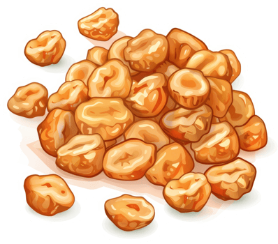 A pile of golden dried fruit pieces. png
